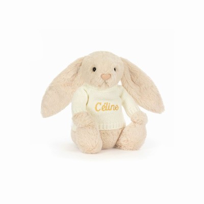 Jellycat Bashful Luxe Bunny Willow with Cream Jumper UK | 39740FZKR